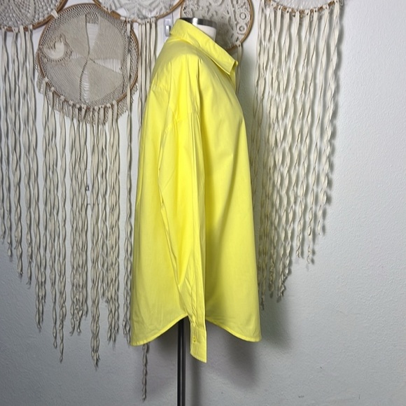 TL+CLQ Bright Yellow Long Sleeve Button Down Shirt Oversized Size 2/M - Picture 4 of 8
